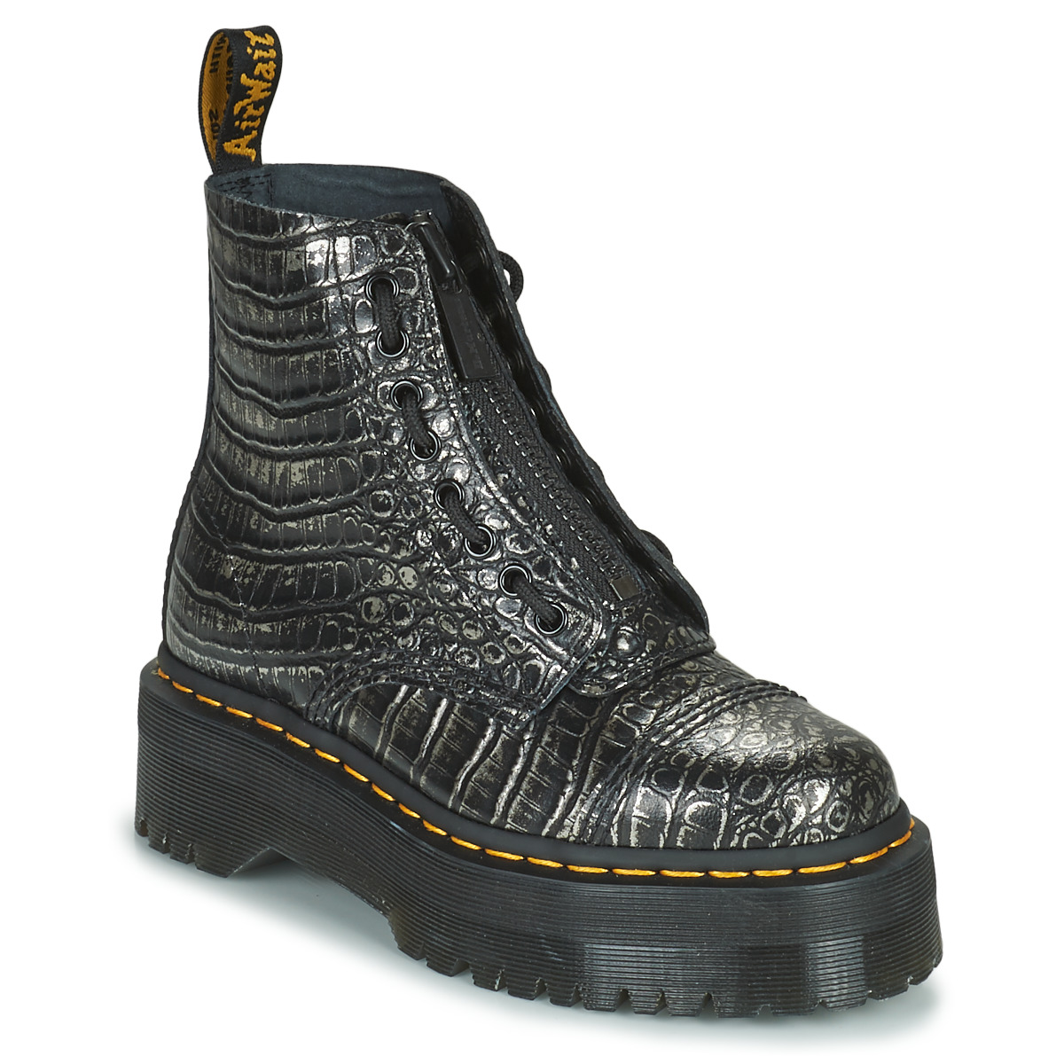 Sapatos Mulher Martens Vintage 1460 leather ankle boots Sinclair Gunmetal Wild Croc Emboss Preto