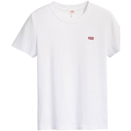 Textil Mulher T-shirts e Pólos Levi's 37697 0000 - SS RIB BABY TEE-0000 Branco