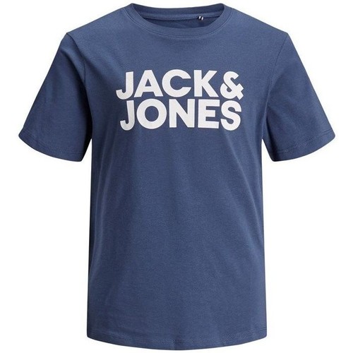 Textil Rapaz T-shirts e Pólos Jack & Jones 12152730 LOGO TEE-DENIM BLUE Azul