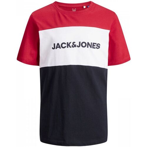 Textil Rapaz T-shirts e Pólos Jack & Jones 12174282 BLOCKING TEE-TANGO RED Vermelho