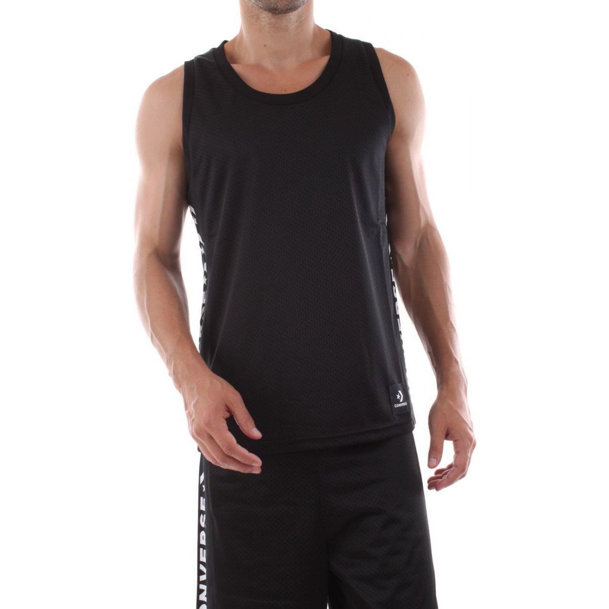 Textil Homem T-shirts e Pólos Converse Ryan 10017621 MESH TANK-A01 BLACK Preto
