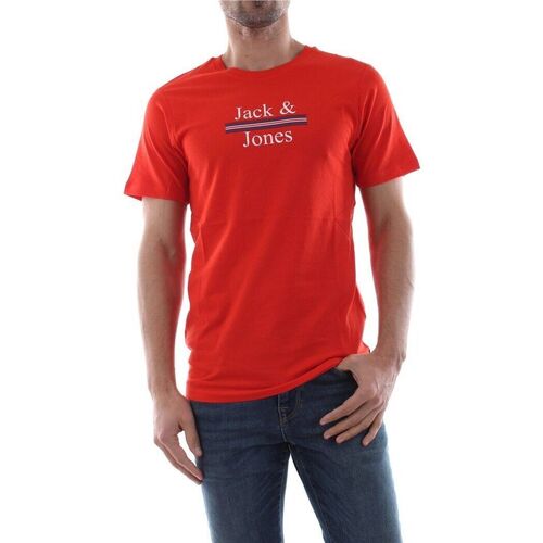 Textil Homem T-shirts e Pólos Jack & Jones 12150263 ART MARWA-FIERY RED Vermelho