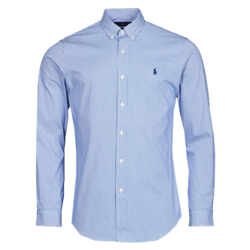 Textil Homem Camisas mangas comprida overhemd Polo Ralph Lauren ZSC11B Azul / Branco