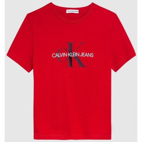 Textil Criança T-shirts e Pólos Calvin Navy Klein Jeans IU0IU00068 LOGO T-SHIRT-XND FIERCE RED Vermelho