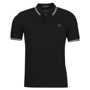 Textil Homem Polos mangas curta Fred Perry TWIN TIPPED FRED PERRY SHIRT Preto / Verde