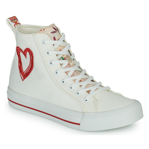 Sapatos Mulher Chinelos / Tamancos Desigual BETA HEART Branco / Vermelho