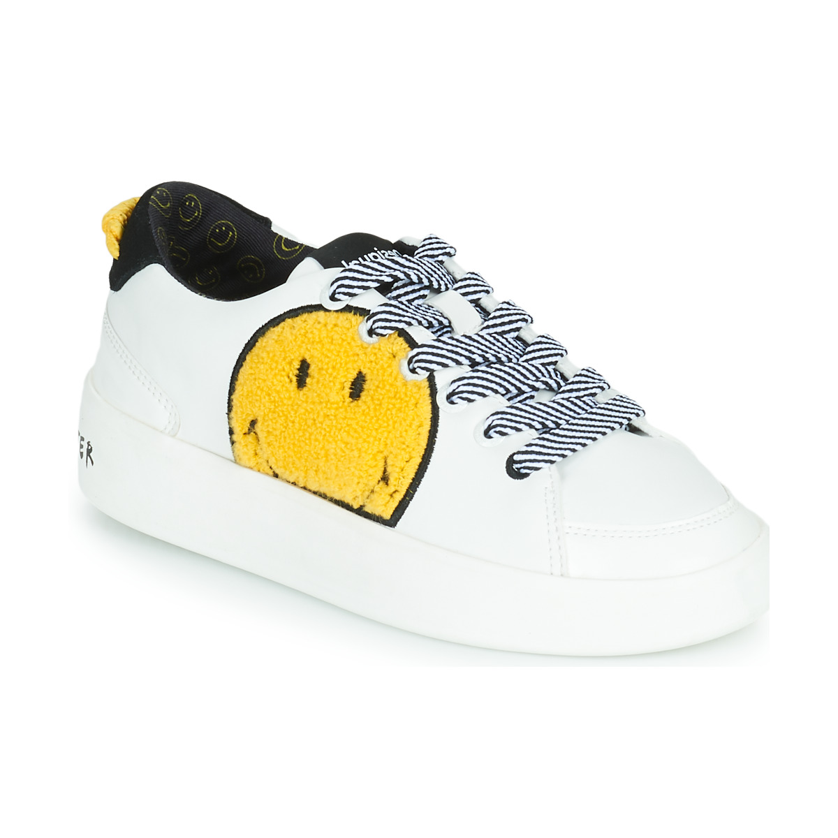 Sapatos Mulher Sapatilhas Desigual FANCY SMILEY Branco / Amarelo