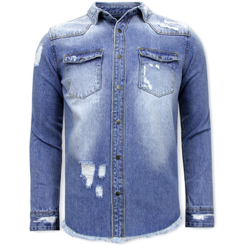 Textil Homem Camisas mangas comprida Enos 126388299 Azul