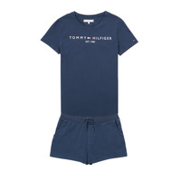 Textil Rapariga Tommy Flat Jeans icon logo colour-block shirt in white multi Tommy Flat Hilfiger BRESTORD Marinho