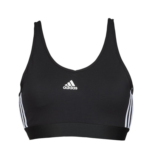 Textil Mulher adidas dragons white and blue color background adidas Performance 3 Stripes CROP Preto / Branco