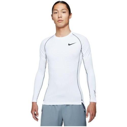 Textil Homem T-Shirt plains curtas Nike Pro Tight Top Branco