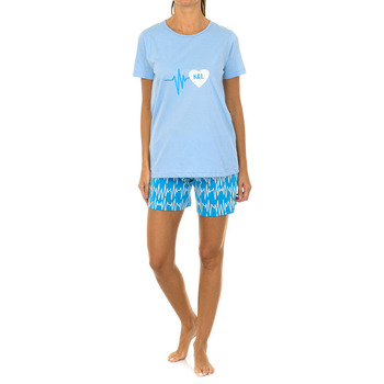 Textil Mulher Pijamas / Camisas de dormir Kisses And Love Pijama Kisses & Love M/Corta Azul