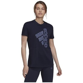 Textil Mulher T-Shirt mangas curtas adidas Originals Vertical Zebra Logo Graphic Azul marinho