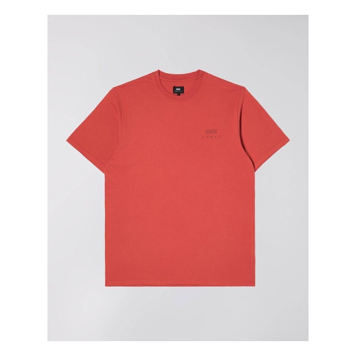 Textil Homem T-shirts e Pólos Edwin 45421MC000120 LOGO CHEST-BURNISHED SUNSET Vermelho