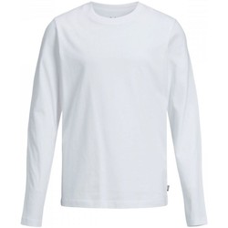 Textil Rapaz T-shirt mangas compridas Jack & Jones 12197050 ORGANIC TEE-WHITE Branco