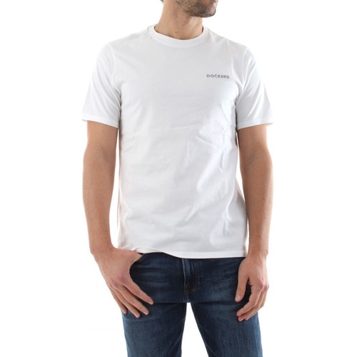 Textil Homem T-shirts Sportswear e Pólos Dockers 27406 GRAPHIC TEE-0115 WHITE Branco
