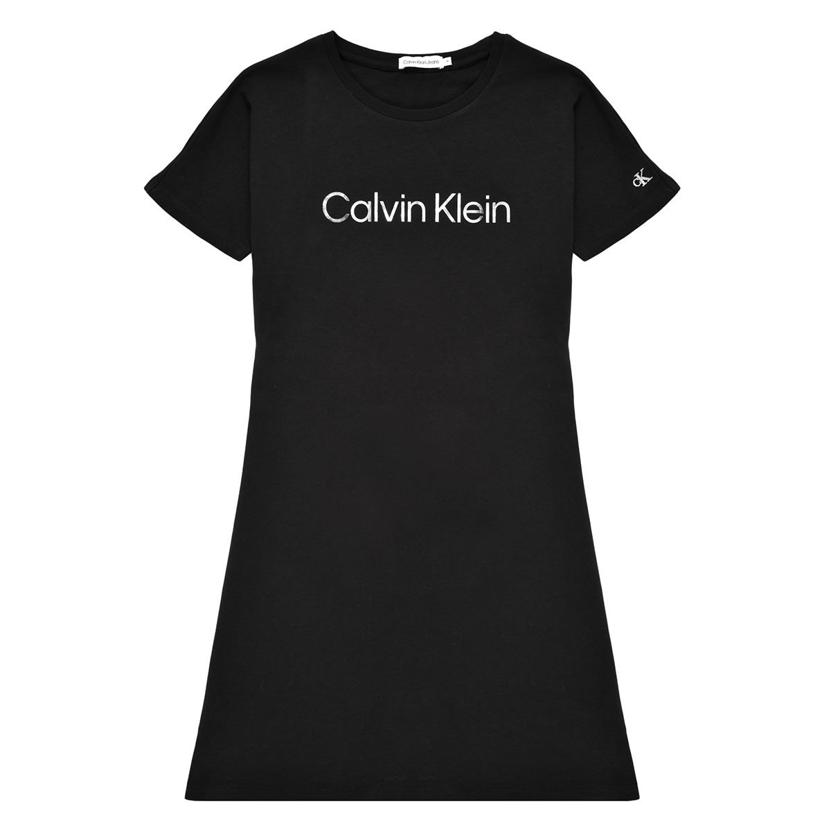 Textil Rapariga Vestidos curtos Runner Calvin Klein Jeans INSTITUTIONAL SILVER LOGO T-SHIRT DRESS Preto