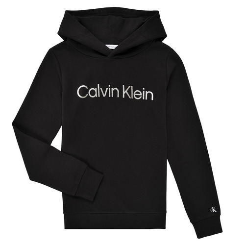Textil Rapariga Sweats Calvin backpack Klein Jeans INSTITUTIONAL SILVER LOGO HOODIE Preto