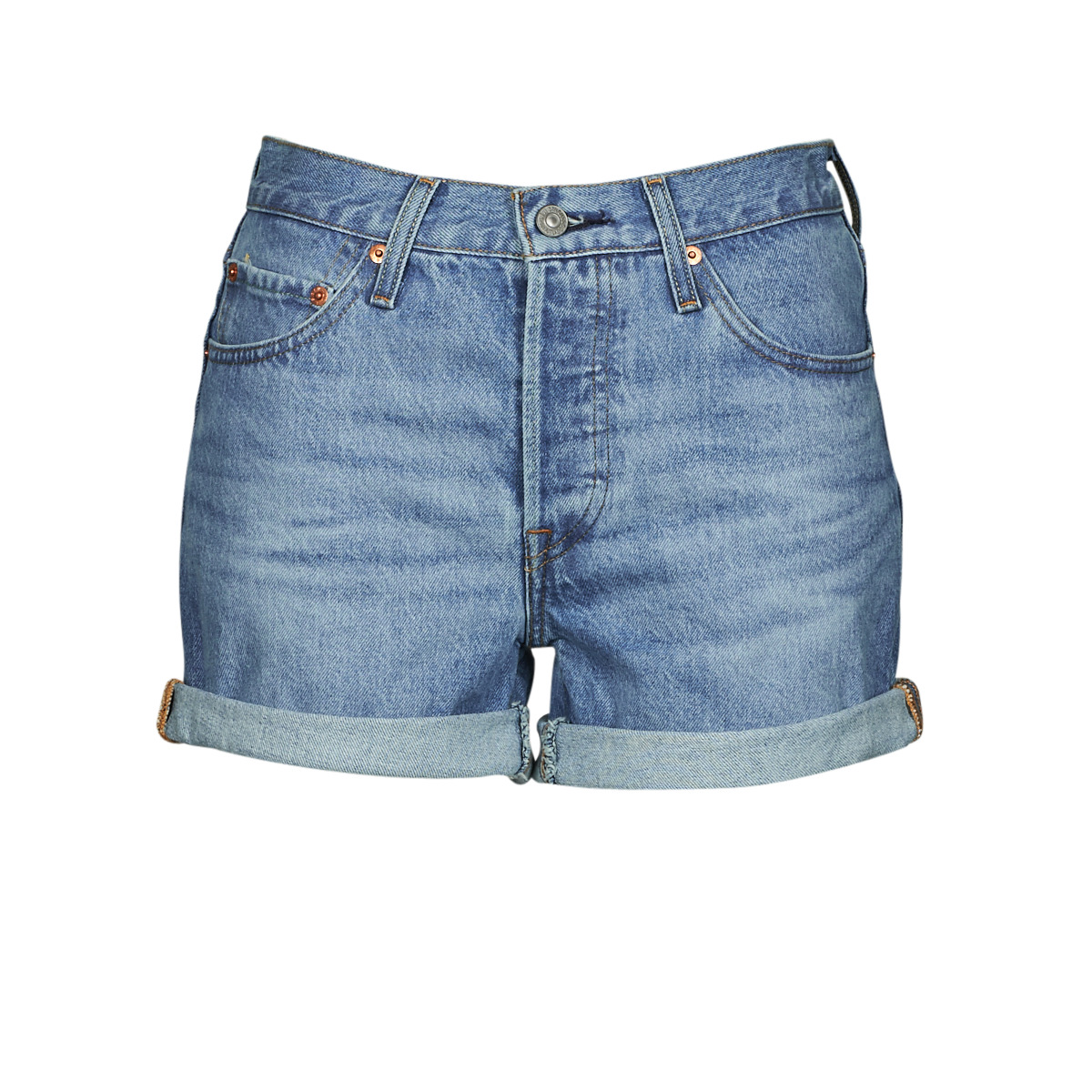 Tecotton-blend Mulher FIT Shorts / Bermudas Levi's 501® ROLLED SHORT Azul