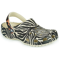 Sapatos Mulher Tamancos Crocs Strap Classic Animal Remix Clog Bege / Zebra
