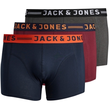Roupa de interior Homem Boxer Jack & Jones 12147592 JACLICHFIELD TRUNKS NOOS 3 PACK PS BURGUNDY Multicolor