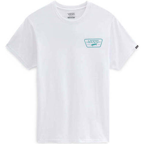 Textil tawnym T-shirts e Pólos Vans T-Shirt  Full Patch Back SS White-Porcelain Green Branco