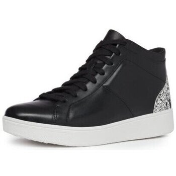 Sapatos Mulher Sapatilhas FitFlop RALLY GLITTER HIGH TOP SNEAKERS BLACK MIX AW02 Preto