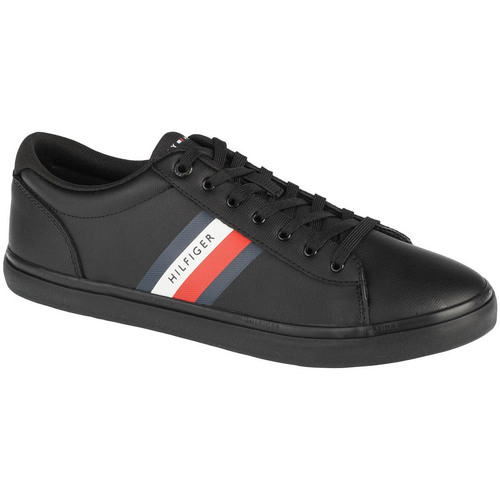 Sapatos Homem Sapatilhas Tommy Hilfiger Essential Leather Vulc Stripes Preto