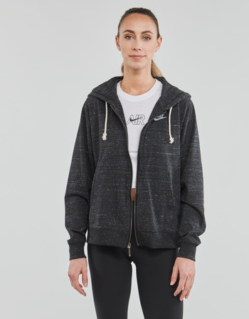 Textil Mulher Sweats Nike Full-Zip Hoodie Preto / Branco