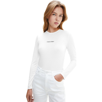 Textil Mulher T-shirt mangas compridas Calvin Klein Jeans K20K203455 Branco