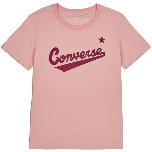 Tecollection Mulher T-Shirt mangas curtas Converse pink Scripted Wordmark Tee Rosa