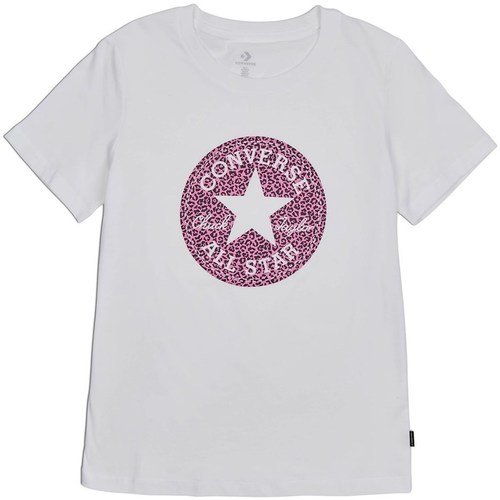 Textil Mulher T-Shirt mangas curtas Converse Chuck Taylor All Star Leopard Patch Tee Branco