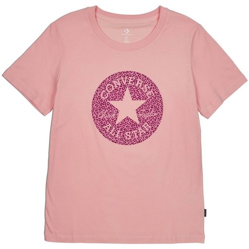 Tecollection Mulher T-Shirt mangas curtas Converse pink Chuck Taylor All Star Leopard Patch Tee Rosa