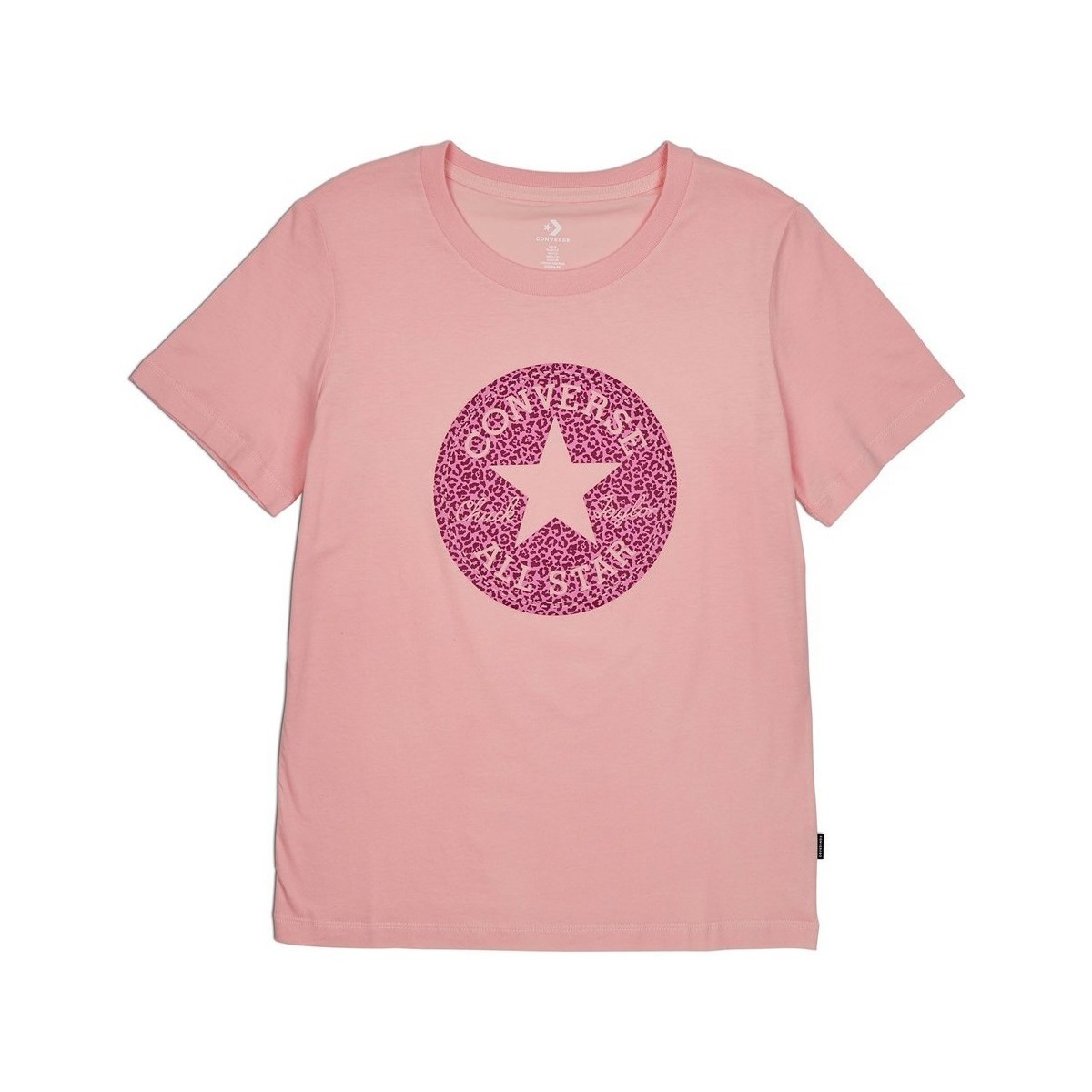 Textil Mulher T-Shirt mangas curtas Converse Chuck Taylor All Star Leopard Patch Tee Rosa