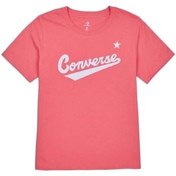 Textil Mulher T-Shirt mangas curtas Converse Scripted Wordmark Tee Rosa