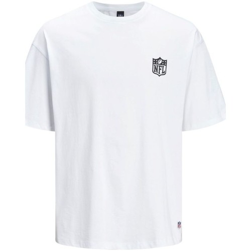 Textil Homem T-shirts e Pólos Jack & Jones 12206810 NFL LOGO TEE-WHITE LOOSE FIT Branco