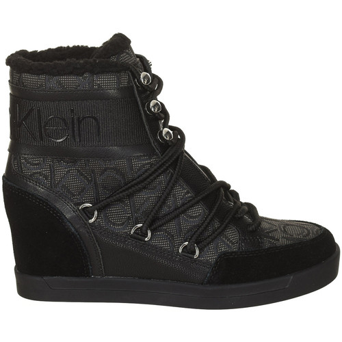 Sapatos Mulher Botins Calvin Klein Jeans overlayer B4E00189-BLACK-BLACK Preto