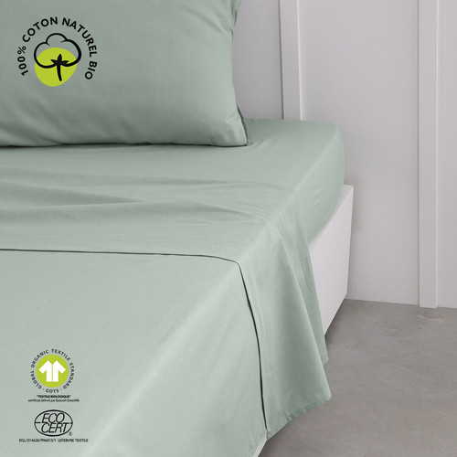 Casa Citrouille et Co Today Drap Plat 180/290 Coton TODAY Organic Celadon Celadon