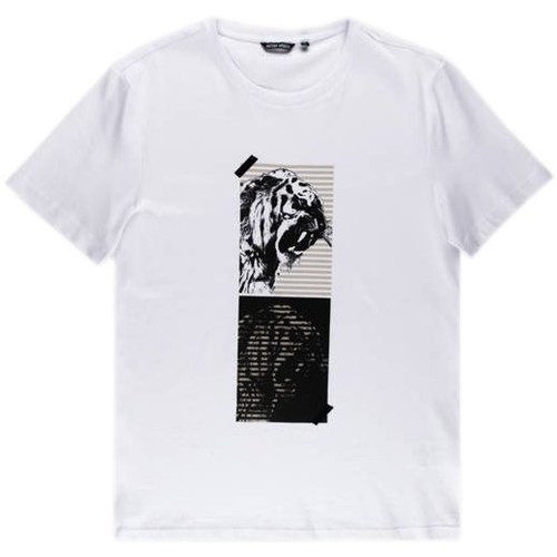 Textil Homem T-Shirt mangas curtas Antony Morato AllSaints louis stripe T-shirt in black White Branco