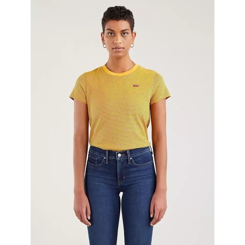 Textil Mulher T-shirts e Pólos Levi's 39185 0158 PERFECT TEE-BUMBLE BEE STRIPE OLD GOLD Ouro