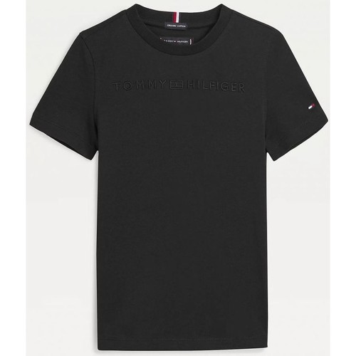 Textil Rapaz T-shirts e Pólos Tommy Hilfiger KB0KB07014T CONSCIOUS LOGO-BDS Preto