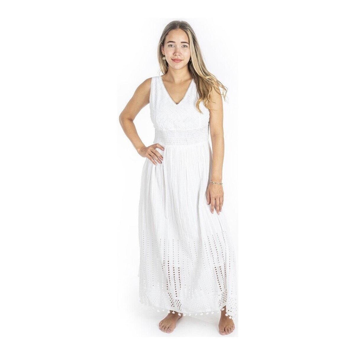 Textil Mulher Vestidos compridos Isla Bonita By Sigris Vestir Branco