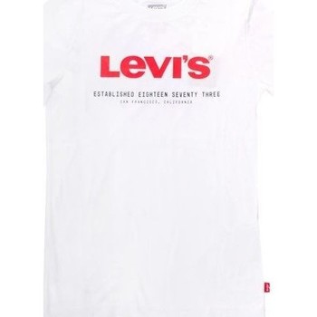 Textil Criança T-shirts e Pólos Levi's 91E054 GRAPHIC TEE-001 WHITE Branco