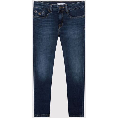 Textil Rapaz slit-detail long-sleeve dress Calvin Klein Jeans IB0IB01073 SKINNY-ESSENTIAL DARK BLUE Azul