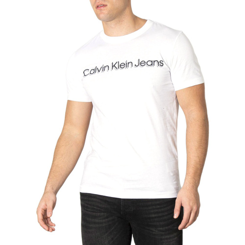 Textil Homem T-Shirt mangas curtas Calvin Klein T-shirt Stacked Logo J30J319714-YAF Branco