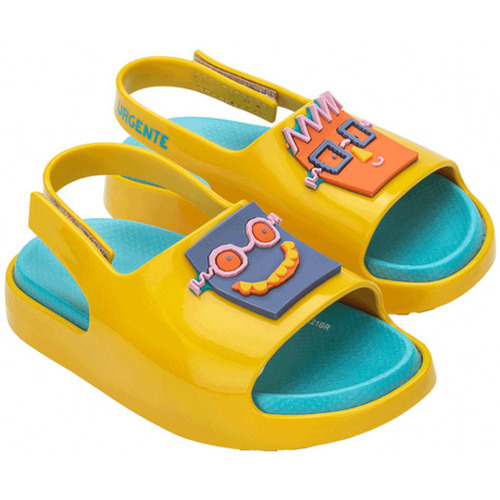 Sapatos Criança Sandálias Melissa MINI  Sandálias Cloud Slide + Fábula B - Yellow Blue Amarelo