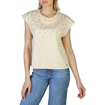 Textil Mulher T-Shirt mangas curtas Pepe strap-detail jeans - clarisse_pl505168 Branco