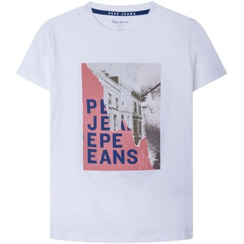 Textil Rapaz T-Shirt mangas Streets Pepe jeans  Branco