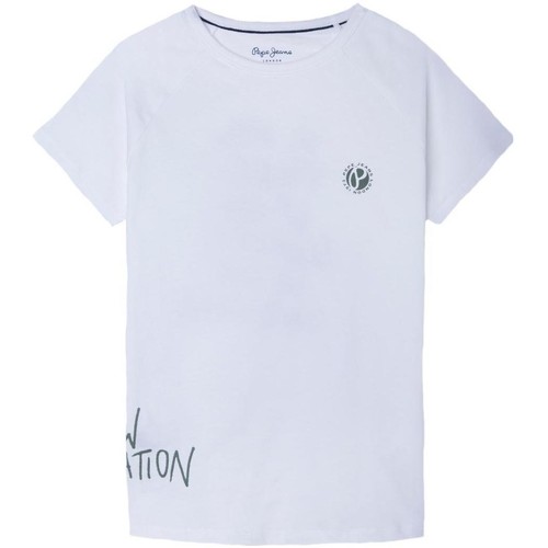 Textil Rapaz T-Shirt mangas curtas Pepe Cropped JEANS  Branco
