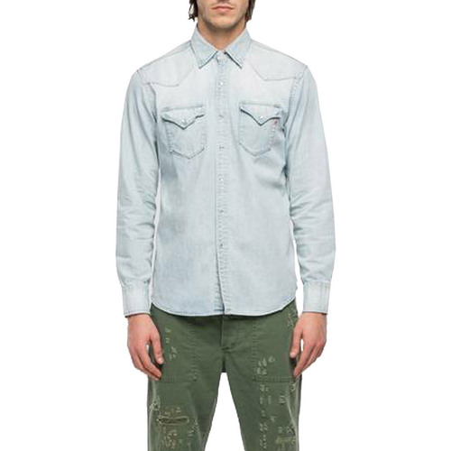 Textil Homem Camisas mangas comprida Replay M402326C25A Azul